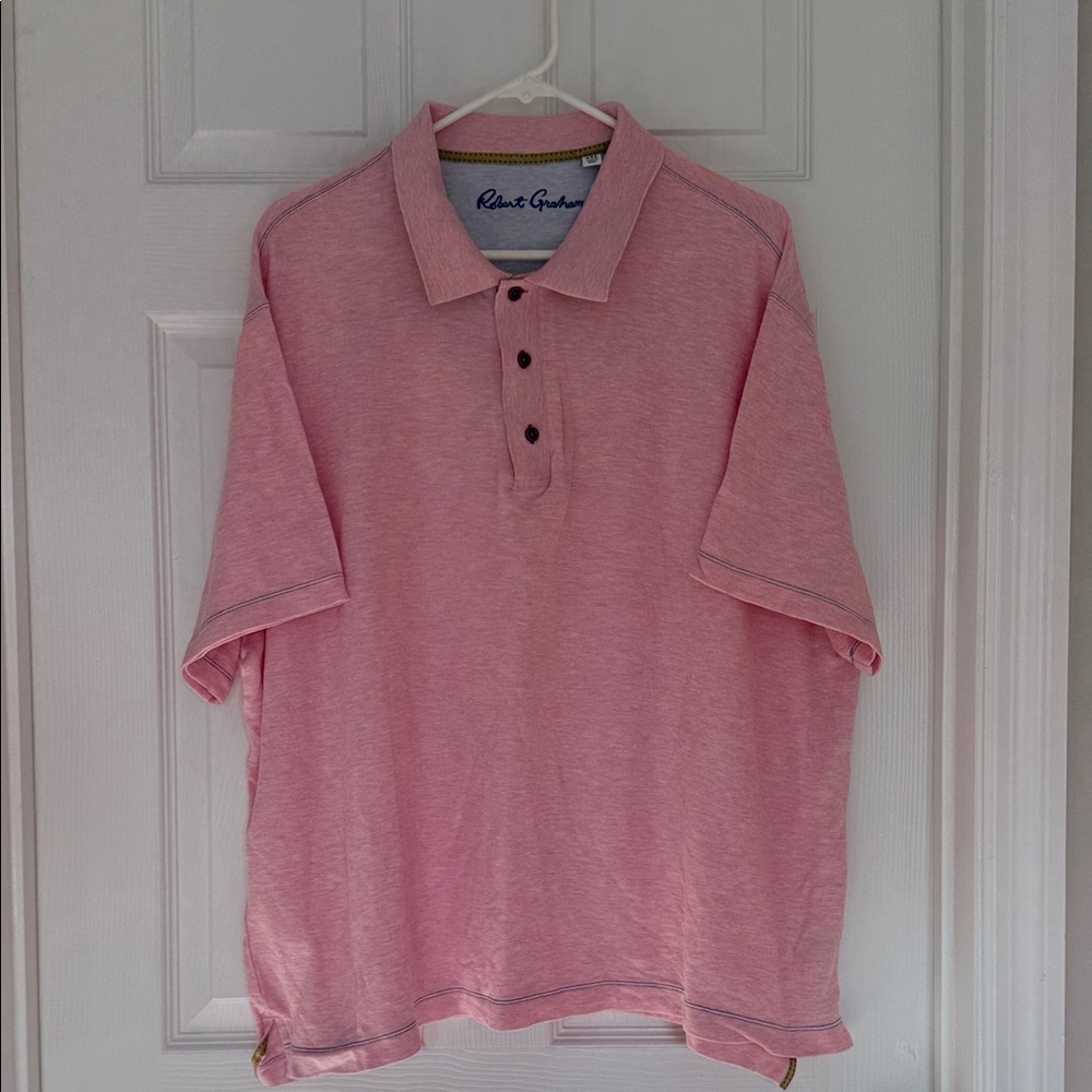 Robert Graham men’s pink&white heather polo shirt